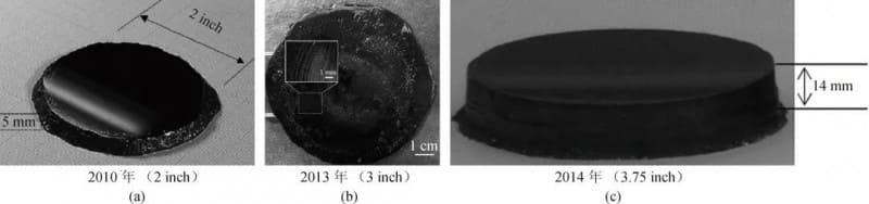 Optical photo of SiC crystal grown by Sumitomo Metal's team using the TSSG method